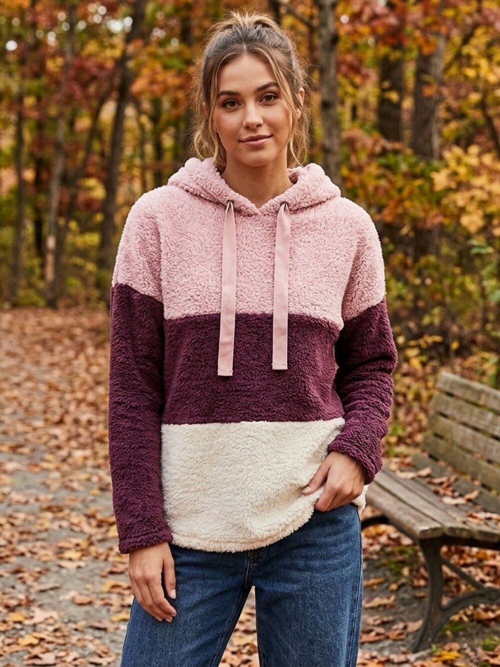 *3 FOR $9* Signature Studio Fluffy Hooded Fleece Pullover Hoodie Sweatshirt Top